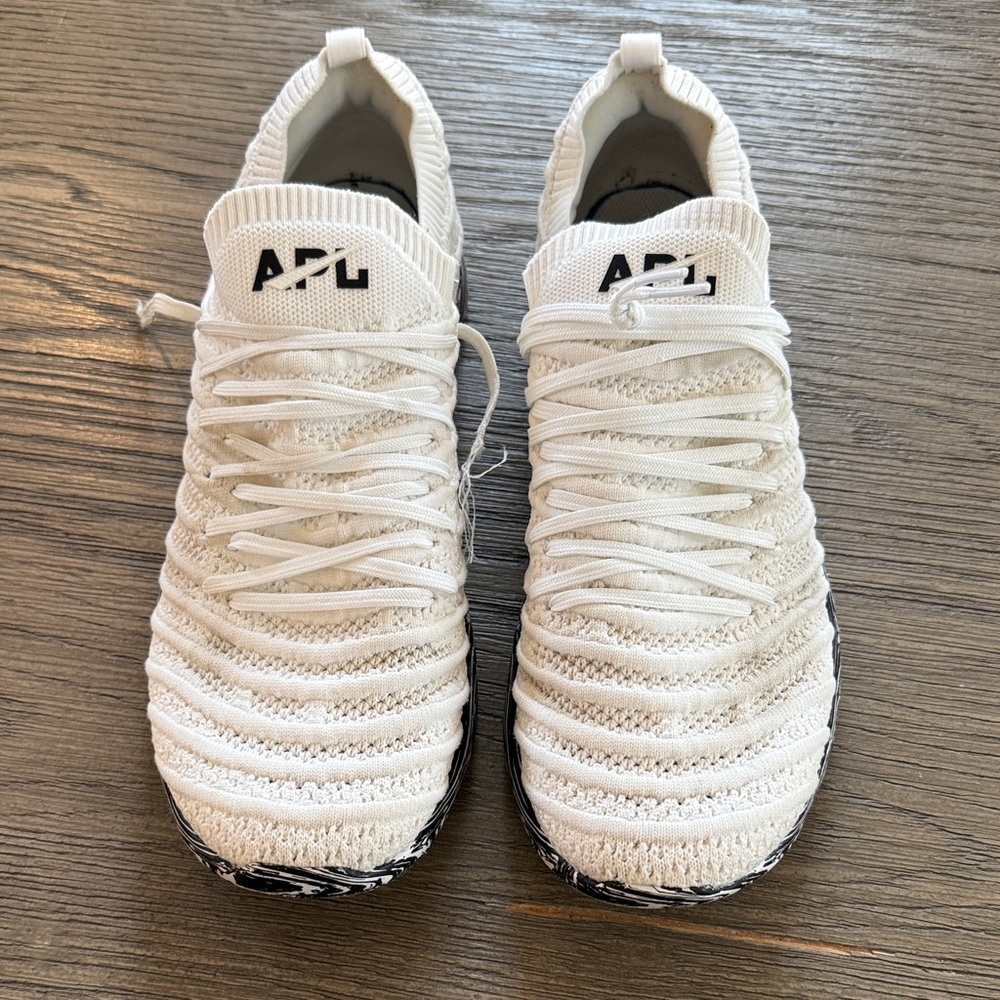 APL White Knit Sneakers with Black Patterned Sole